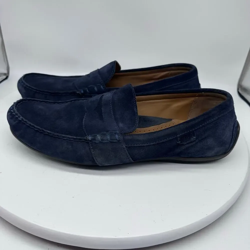 Polo Reynold Navy Blue Leather Oxford Loafers Driving Aviator Shoe Mens Size 13